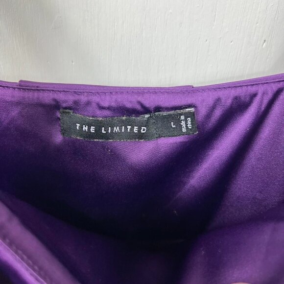 The Limited Plum Satin Ruffle Tank Top – Peplum Style with Waist Tie, Size Large - Picture 5 of 8